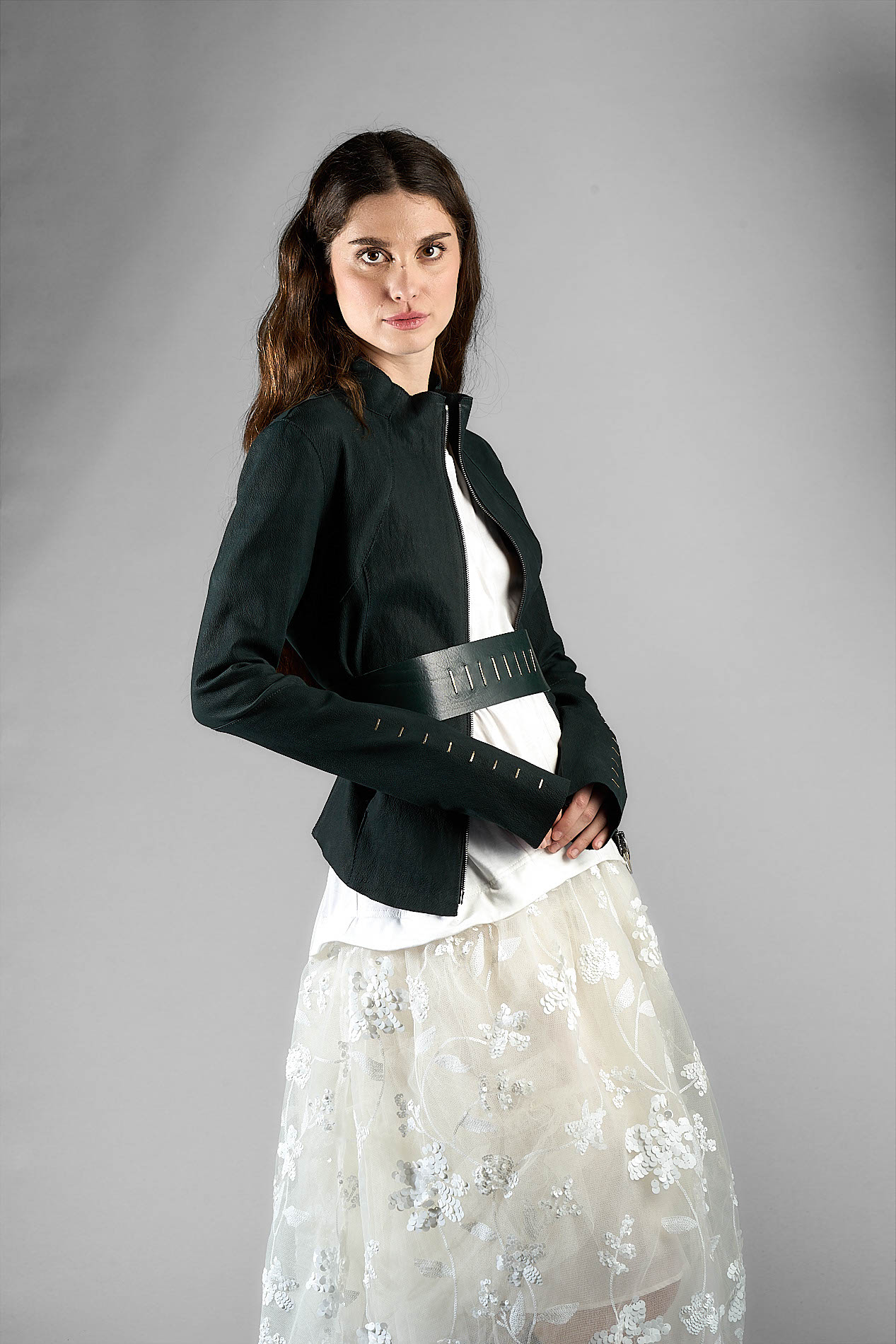 DANIELE BASTA LEATHER AND SILVER JACKET